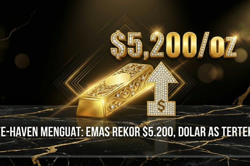 Safe-Haven Menguat, Emas Naik ke Rekor $5.200/oz di Tengah Dolar AS Tertekan