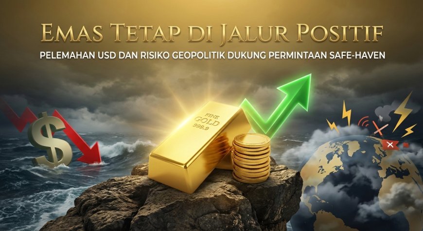 Emas Tetap di Jalur Positif, Pelemahan USD dan Risiko Geopolitik Dukung Permintaan Safe-Haven